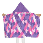 Pink & Purple Youth Hooded Towel Featuring a "Find the Animals" Puzzle