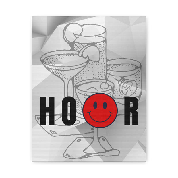 Gallery Wall Canvas Featuring a "Happy Hour" Rebus Puzzle