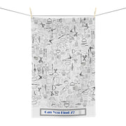 Soft Tea Kitchen Towel Featuring a "Find the Utensil" Puzzle