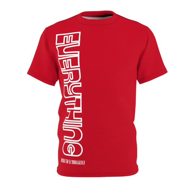 Red Unisex Tee Featuring an "Everything is Alright" Rebus Puzzle