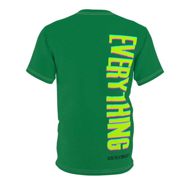 Green Unisex Tee Featuring an "Everything is Alright" Rebus Puzzle