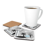 Corkwood Coaster Set Featuring a "Long Island Iced Tea" Rebus Puzzle