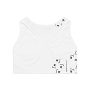 White Sports Bra Featuring an "I'm Always Right" Rebus Puzzle