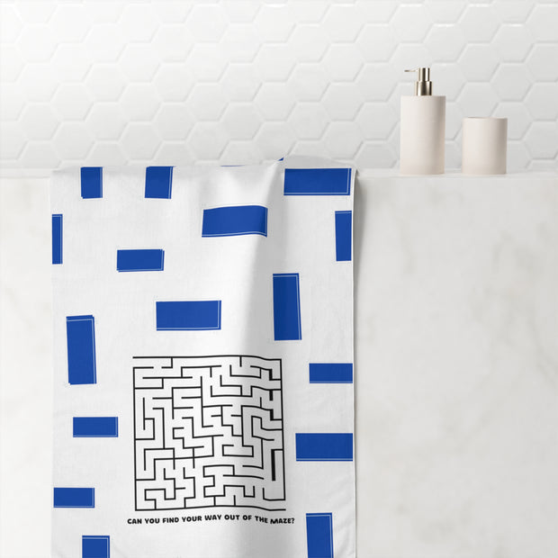 Mink-Cotton Towel Featuring a Maze Puzzle