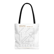 White Tote Bag Featuring "Grocery List Word Find" Puzzle