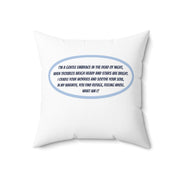 Blue & White Square Accent Pillow Featuring a Brainteasing Riddle