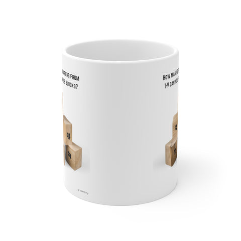 White Ceramic Mug Featuring a "Find the Numbers" Puzzle