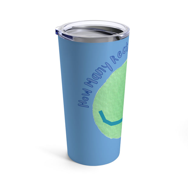 Blue Tumbler Featuring a "Count the Doggy Rectangle" Puzzle