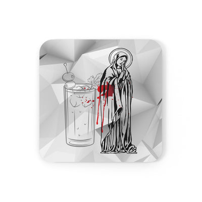 Corkwood Coaster Set Featuring a "Bloody Mary" Rebus Puzzle