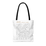 White Tote Bag Featuring "Grocery List Word Find" Puzzle