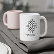 White Ceramic Mug Featuring a "Count the 8s" Puzzle