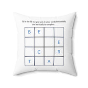 Square Pillow Featuring "Arrange Letters" Puzzle