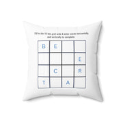 Square Pillow Featuring "Arrange Letters" Puzzle