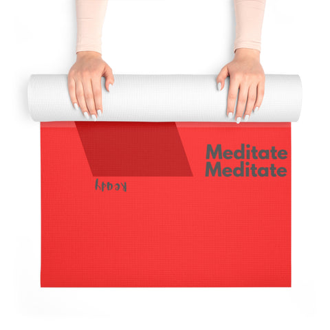 Foam Yoga Mat Featuring a "Ready" Rebus Puzzle