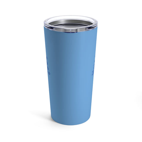 Blue Tumbler Featuring a "Count the Doggy Rectangle" Puzzle