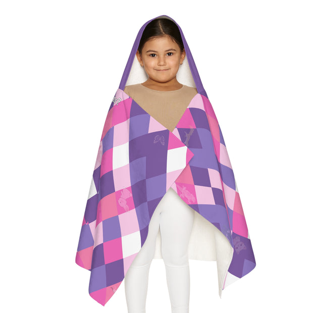 Pink & Purple Youth Hooded Towel Featuring a "Find the Animals" Puzzle