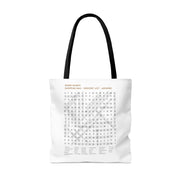 White Tote Bag Featuring "Grocery List Word Find" Puzzle