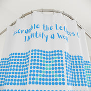 Shower Curtain Featuring an "Unscramble" Brainteaser Puzzle