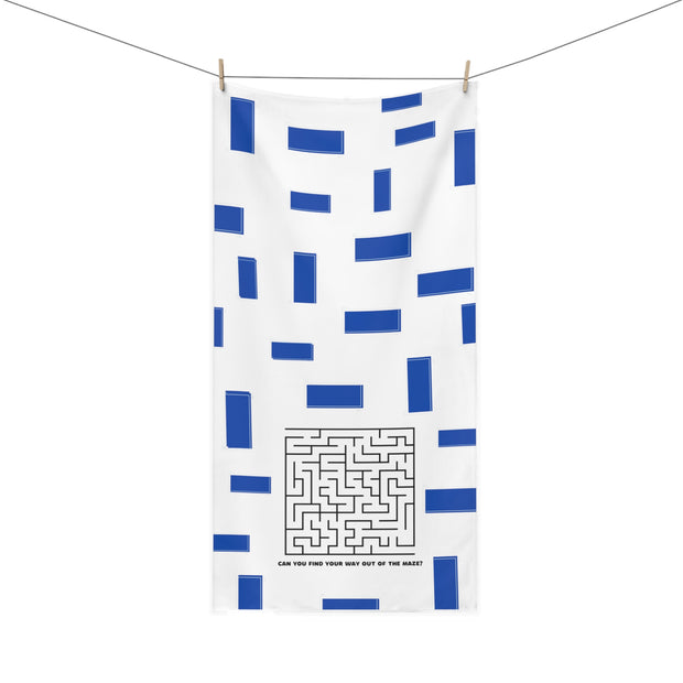 Mink-Cotton Towel Featuring a Maze Puzzle