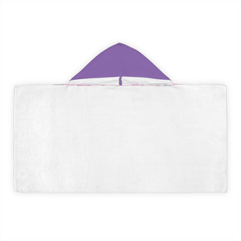 Pink & Purple Youth Hooded Towel Featuring a "Find the Animals" Puzzle