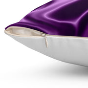 Purple Square Pillow Featuring a Rebus Puzzle