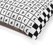 Dog Bed Featuring a "Dog Breed Word Search" Puzzle