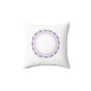 Purple Square Pillow Featuring a Rebus Puzzle