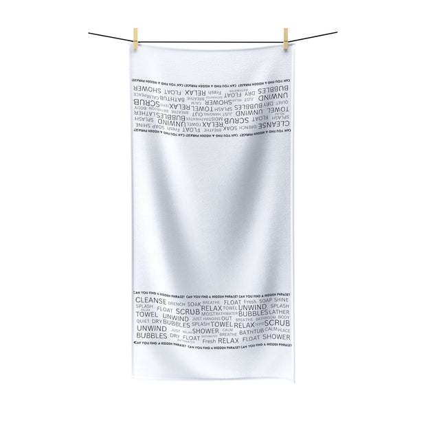 Polycotton Towel Featuring a "Find the Phrase" Puzzle