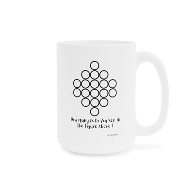 White Ceramic Mug Featuring a "Count the 8s" Puzzle