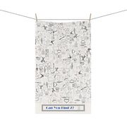 Kitchen Towel Featuring a "Find the Utensils" Puzzle