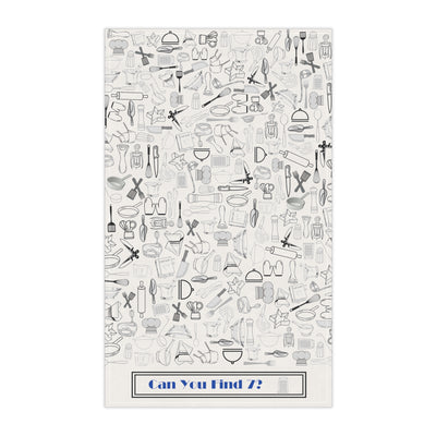 Kitchen Towel Featuring a "Find the Utensils" Puzzle